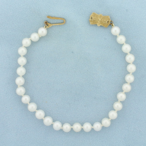 Mikimoto Cultured Akoya Pearl Bracelet in 14K Yellow Gold
