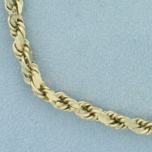 Mens Diamond Cut Rope Link Bracelet in 14K Yellow Gold