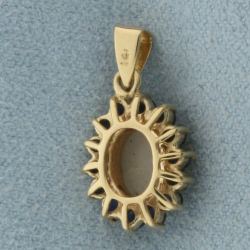 Opal and Sapphire Pendant in 14K Yellow Gold