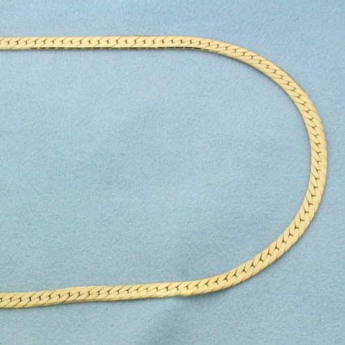 20 Inch Herringbone Link Chain Necklace in 14K Yellow Gold