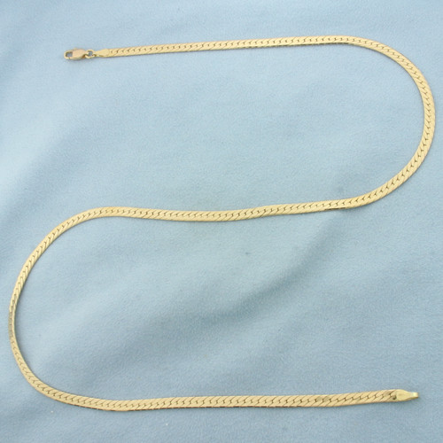 20 Inch Herringbone Link Chain Necklace in 14K Yellow Gold