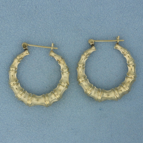 Bamboo Hoop Earrings in 14K Yellow Gold