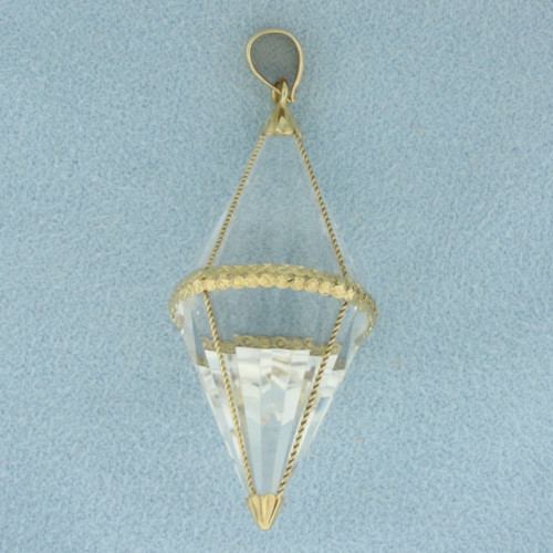 Quartz Energy Amplifier Pendant in 14K Yellow Gold