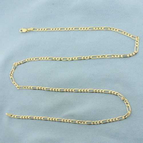 20 Inch Figaro Link Chain Necklace in 14K Yellow Gold