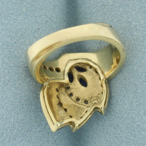 Sapphire Diamond and Mother of Pearl Ring in 14K Yellow Gold