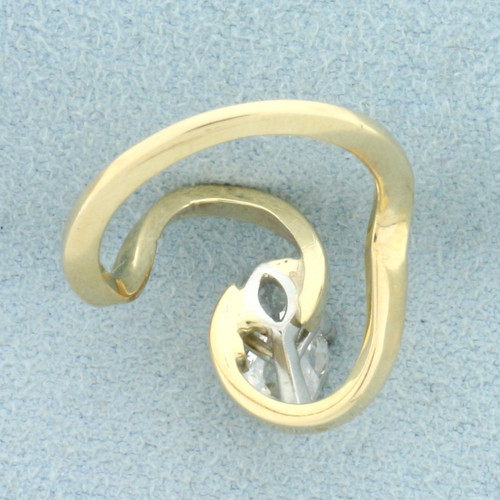 Unique Freeform Designer Marquise Diamond Engagement Ring in 14k Yellow Gold