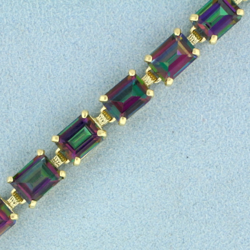 Mystic Topaz Line Tennis Bracelet in 14K Yellow Gold