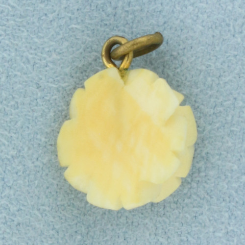 Hand Carved  Bone Antique Charm in Gold Plate