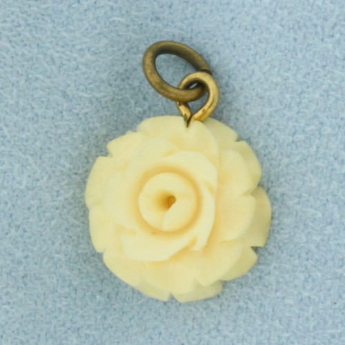 Hand Carved  Bone Antique Charm in Gold Plate