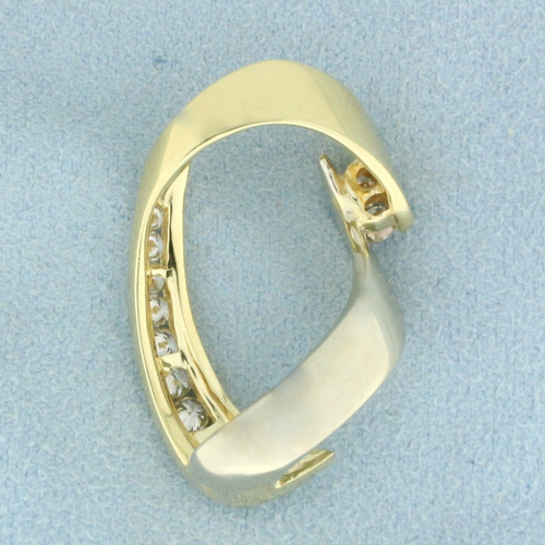 Modern Abstract Design Diamond Pendant or Slide in 14K Yellow Gold