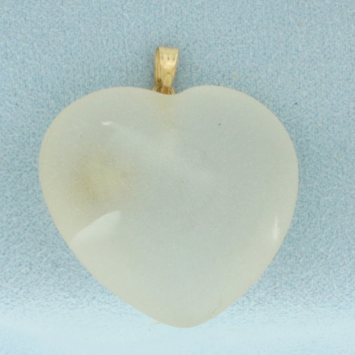Ruby Frosted Quartz Heart Pendant in 14k Yellow Gold