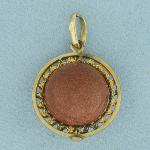 Goldstone Orb Spinner Pendant or Charm in 18K Yellow Gold