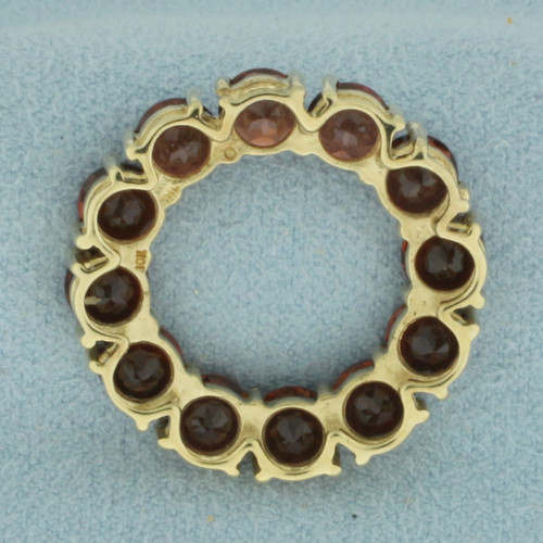 Garnet Circle Pendant in 10K Yellow Gold