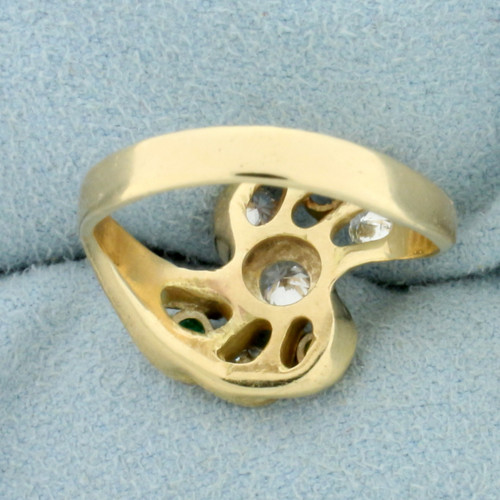 Pinwheel Diamond and Gemstone Ring in 14K Yellow Gold
