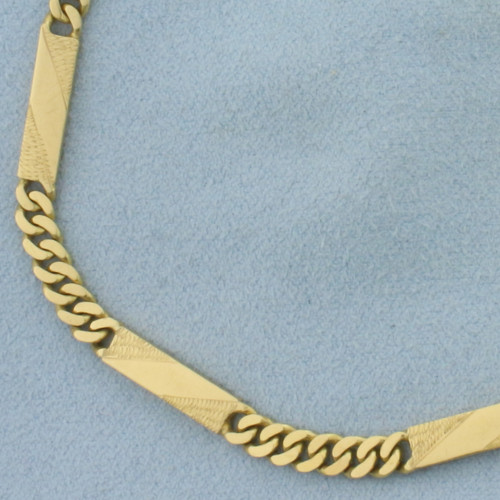 Bar and Link Chain Link Anklet in 18K Yellow Gold