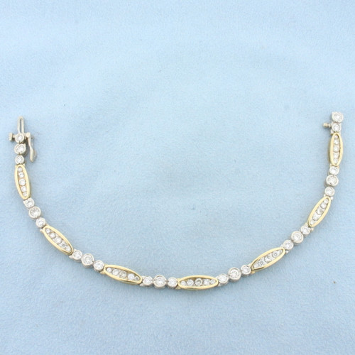 Two Tone Diamond Tennis Bracelet in 14K Yellow and White Gold