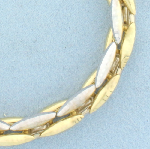 Two Tone Diamond Cut Desinger Link Sparkle Bracelet in 14K Yellow and White Gold