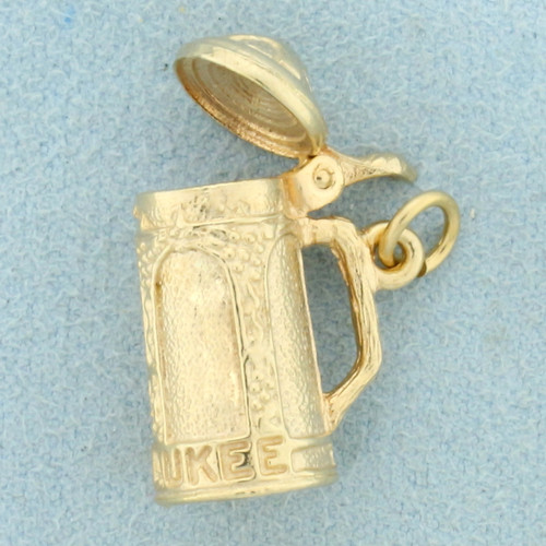 Milwaukee Beer Stein Pendant or Charm in 14K Yellow Gold