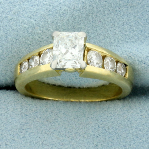EGL Certified Radiant Diamond Engagement Ring in 18K Yellow Gold