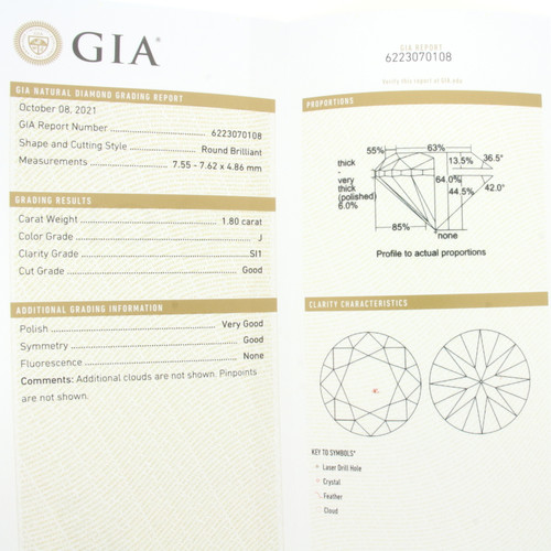 1.8ct GIA Certified Round Brilliant Daimond