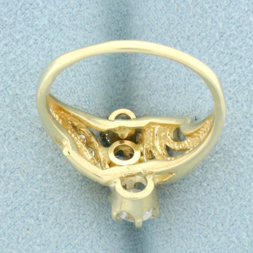 Designer Three Stone Diamond Wedding or Anniversary Ring in 14K Yellow Gold