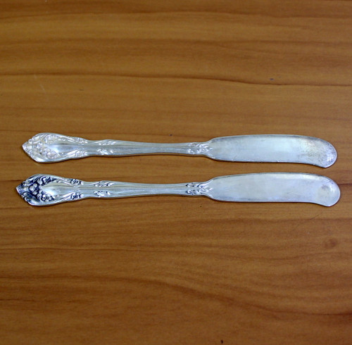 Alvin Chateau Rose Flat Handle Stering Silver Butter Spreaders Set of 2