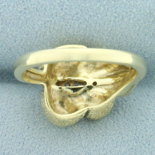 Diamond Leaf Ring in 14K Yellow and White Gold