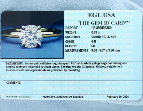 EGL Certified Solitaire Diamond Engagement Ring in 14K White Gold
