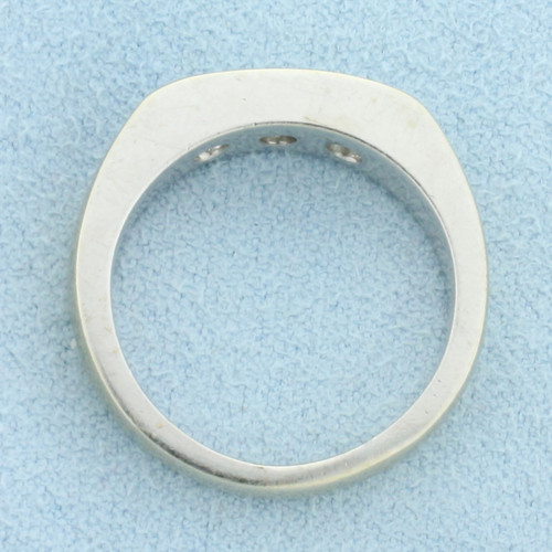 Three Stone Diamond Wedding or Anniversary Band Ring in 14k White Gold