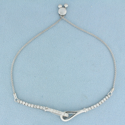 Adjustible Length Designer Diamond Bracelet In 14k White Gold