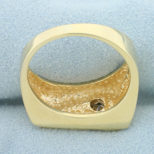 Mens Solitaire Diamond Statement Ring in 14k Yellow Gold