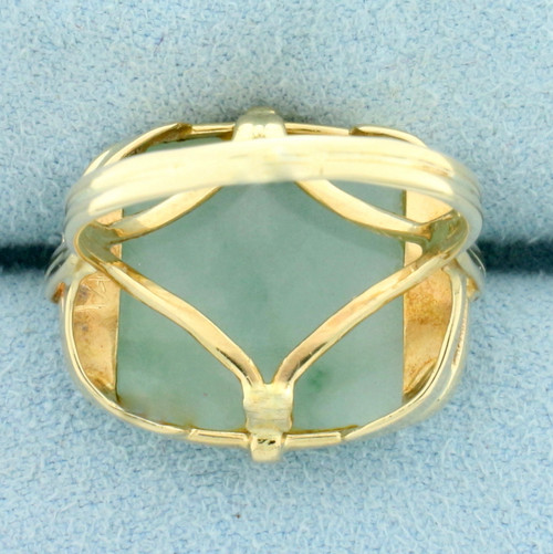 Vintage Natural Jade Statement Ring in 14k Yellow Gold