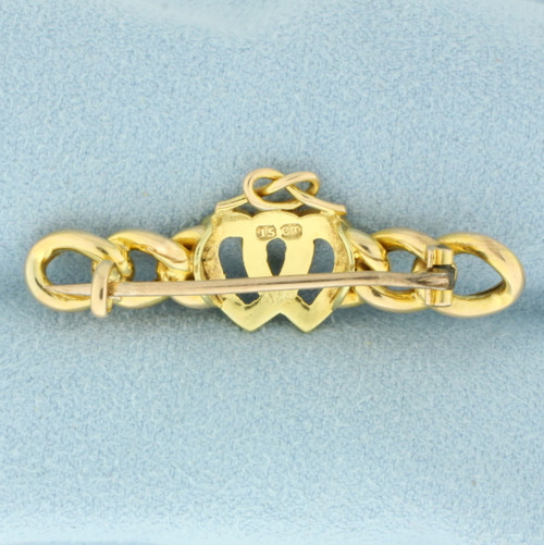 Antique 1894 Victorian Heart Seed Pearl Pin Brooch in 15k Yellow Gold