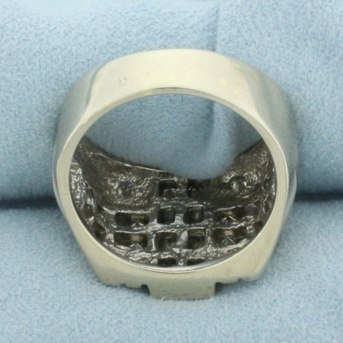 Mens Channel Set Diamond Statement Ring in 14k White Gold