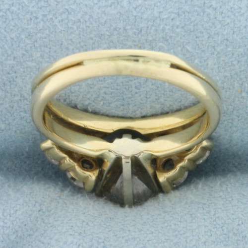 Diamond Engagement Ring and Wedding Band Bridal Set in 14k Yellow Gold