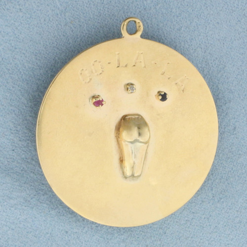 Large French Moulin Rouge Cancan Dancer Pendant in 14k Yellow Gold