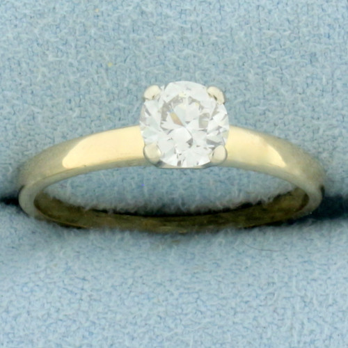 Vintage Old European Cut Diamond Solitaire Engagement Ring in 14k Yellow Gold