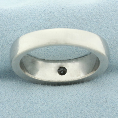 Mens Pipe Cut Solitaire Diamond Wedding Ring in Palladium
