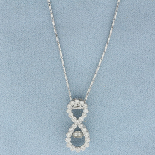 Infinity Design Dancing Diamond Necklace in 14k White Gold