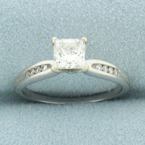 Certified Princess Diamond Engagement Ring in 14k White Gold