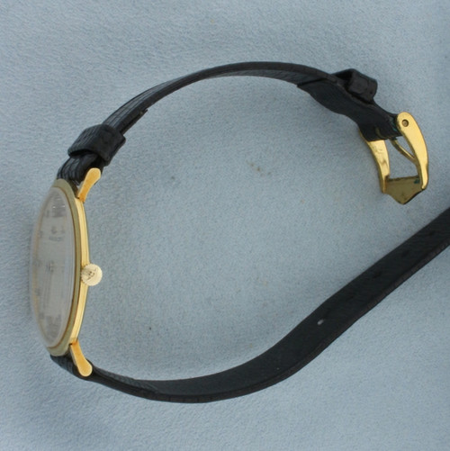 Vintage Mens Movado Diamond Dial Dress Watch in 18k Yellow Gold