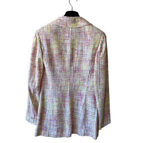 Chanel 98P Summer Fantasy Tweed Pink & Yellow Blazer Jacket 36