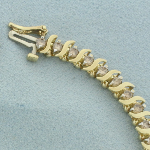 Champagne Diamond Tennis Bracelet in 10k Yellow Gold
