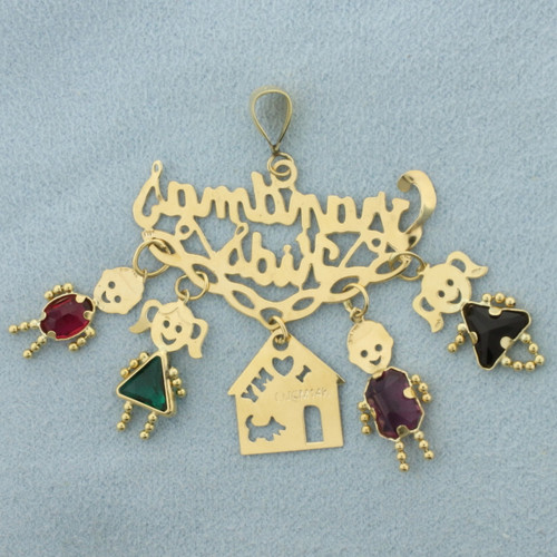 Grandma's Kids Pendant in 14k Yellow Gold