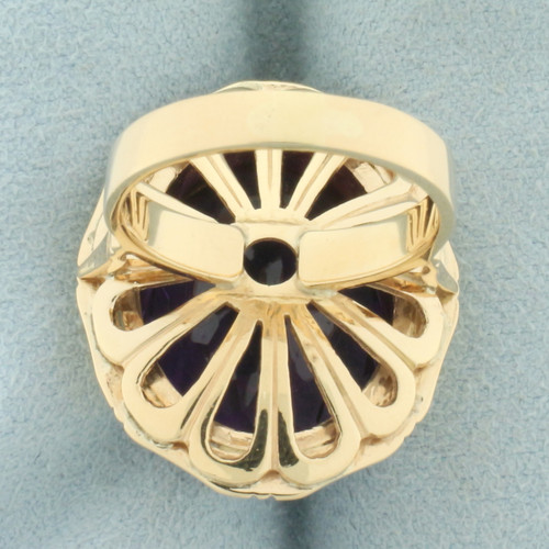 Amethyst Bamboo Design Statement Ring in 14k Yellow Gold