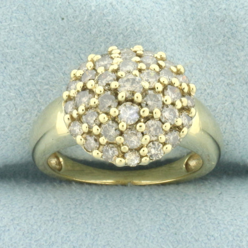 Champagne Diamond Cluster Ring in 10k Yellow Gold