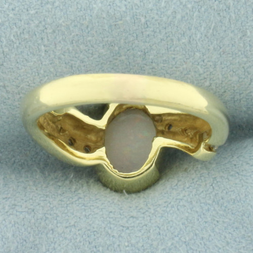 Opal and Diamond Ring in 18k Yellow Gold