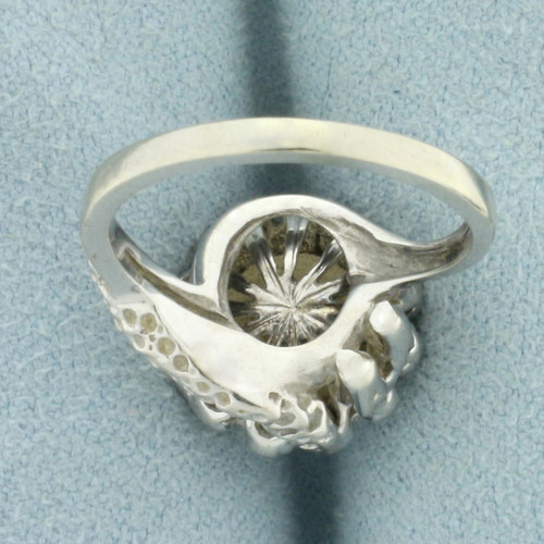 Unique Akoya Pearl Spiral Design Ring in 14k White Gold