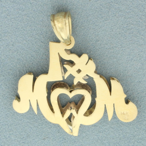 Number One Mom Diamond Pendant in 14k Yellow Gold