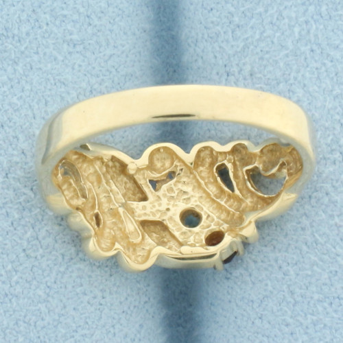 Number One Mom Gemstone Ring in 14k Yellow Gold